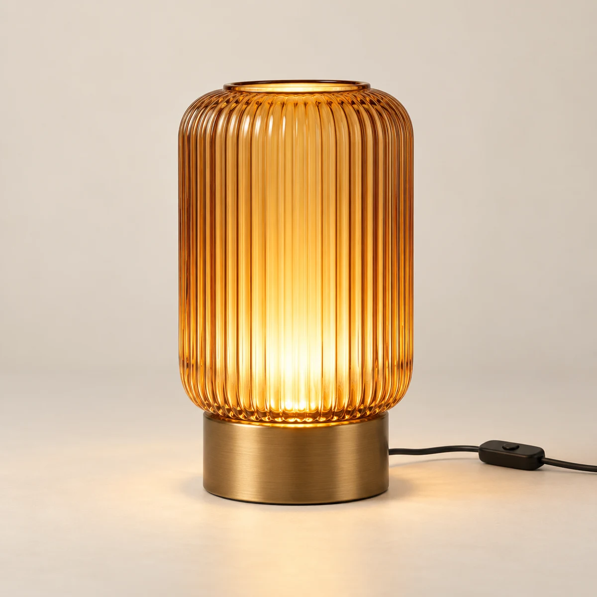 Ember Ribbed Night Light in Amber & Bronze