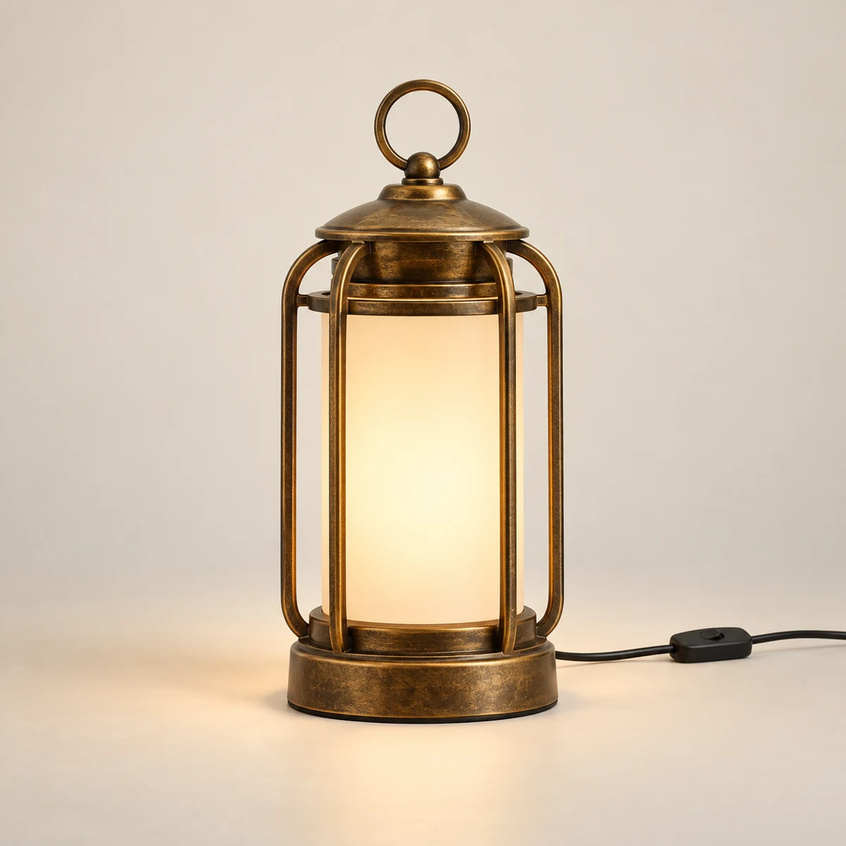 Hugo Lantern Night Light in Antique Bronze
