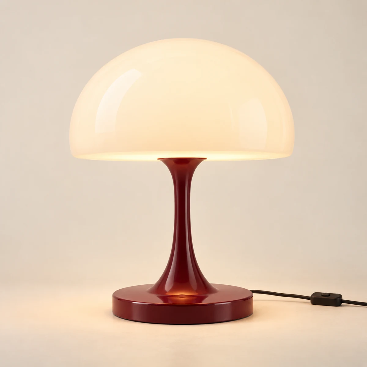 Marlow Mushroom Table Lamp in Oxblood & Cream