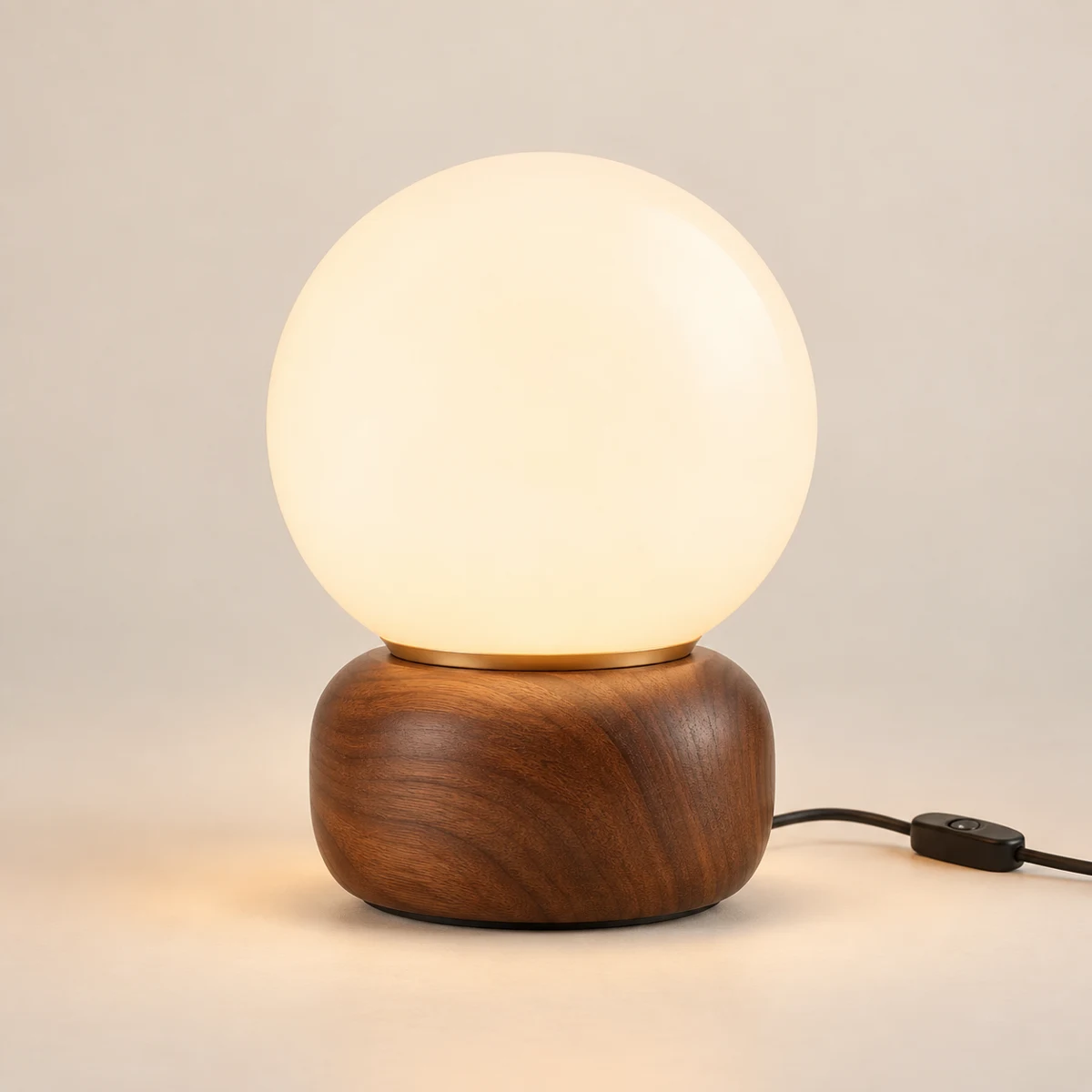 Otto Mini Globe Night Light in Walnut & Opal
