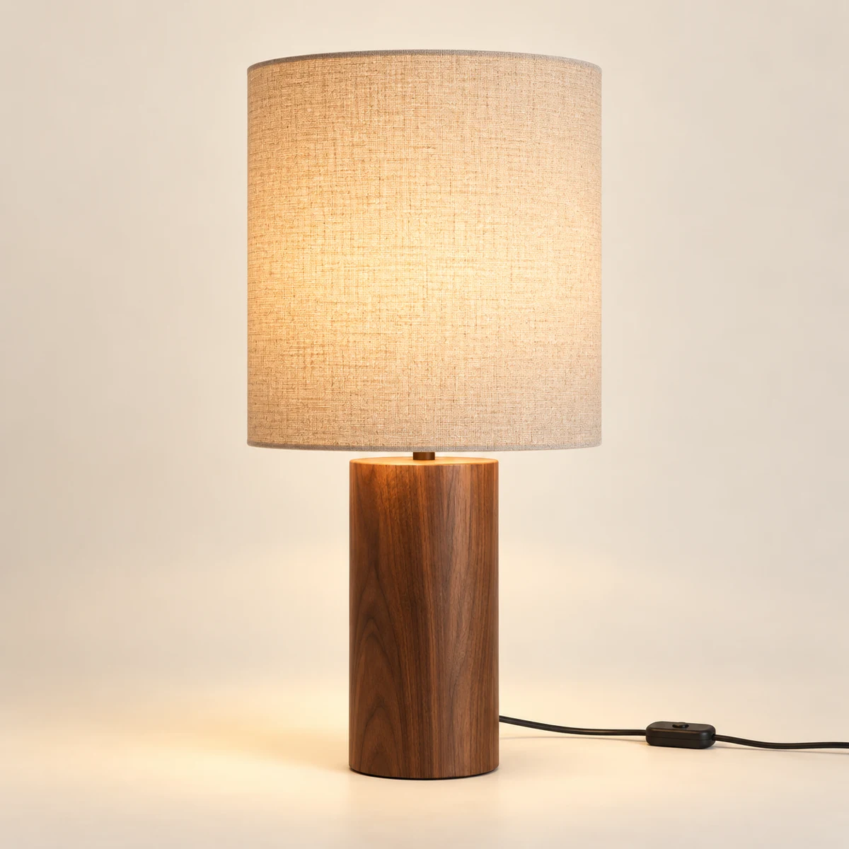 Sylvan Column Table Lamp in Walnut & Flax